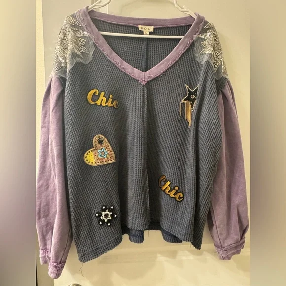 POL Glam Embroidered Patchwork Sweater - Picture 6 of 6